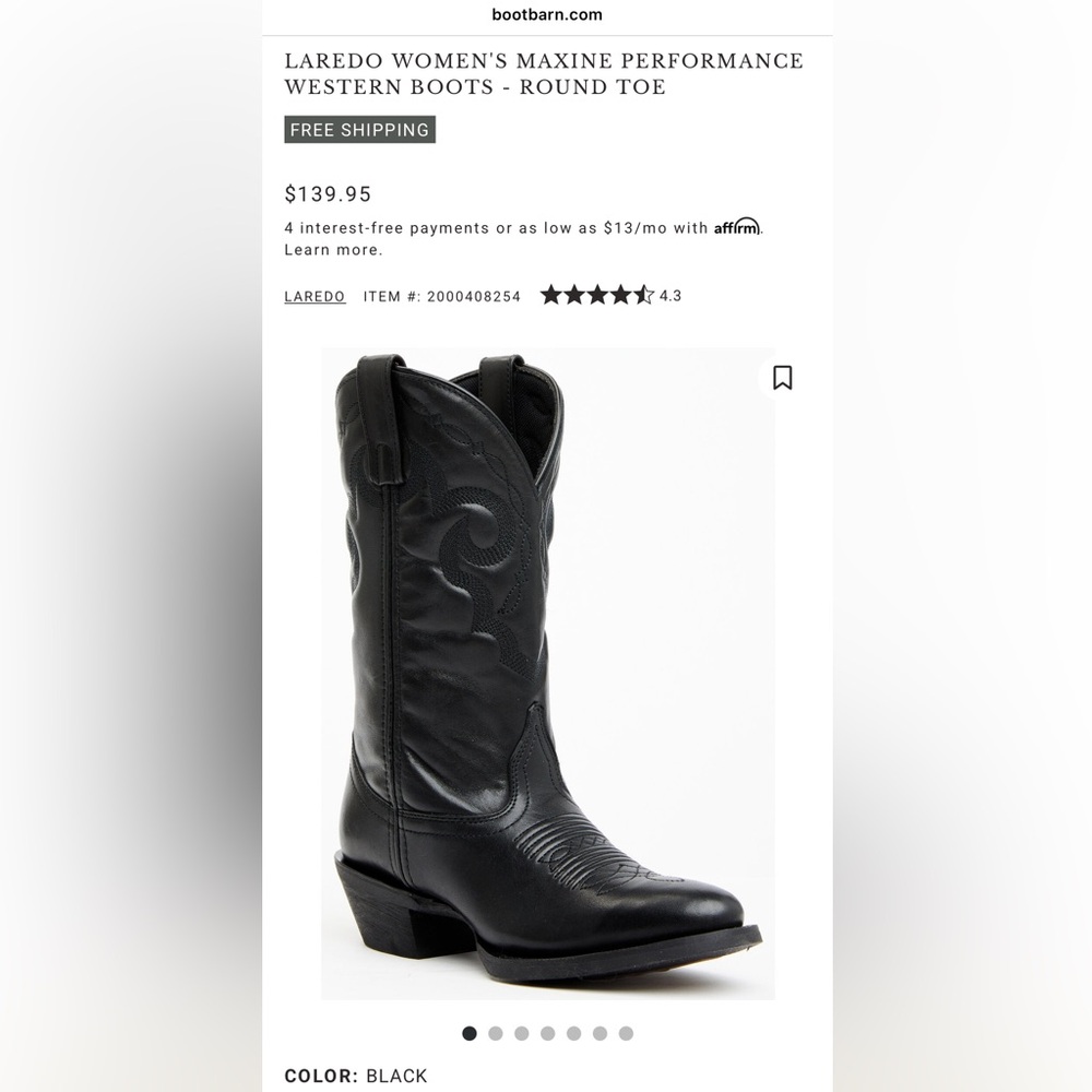 Laredo Maxine Black Leather Boots